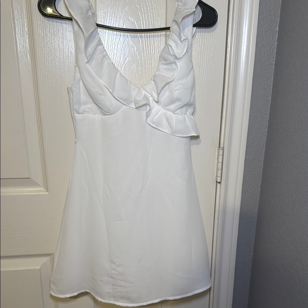 White Ruffled Women Dress